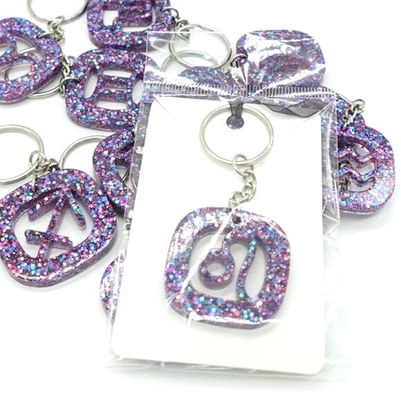 Violet Galactic Glitter ZODIAC Charm Keychain - Picture 5 of 9